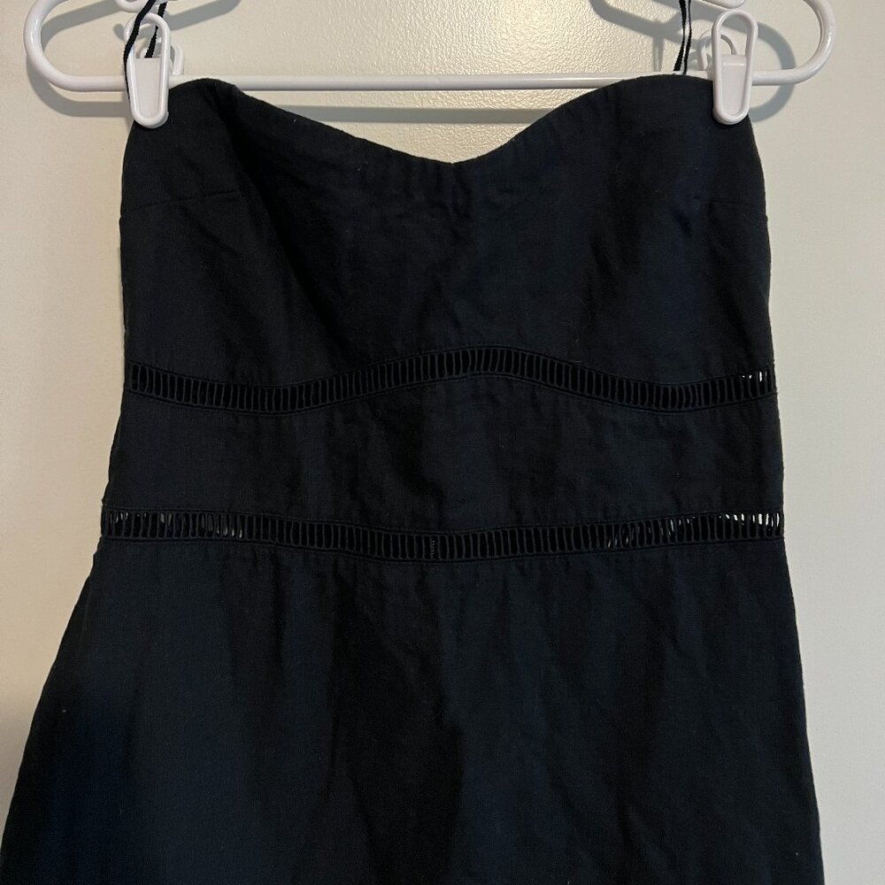 Abercrombie and Fitch Black Linen Strapless Midi Dress Size Medium